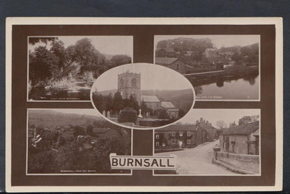 Yorkshire Postcard: Burnsall Village Multi View Church RPPC 1930s T6647