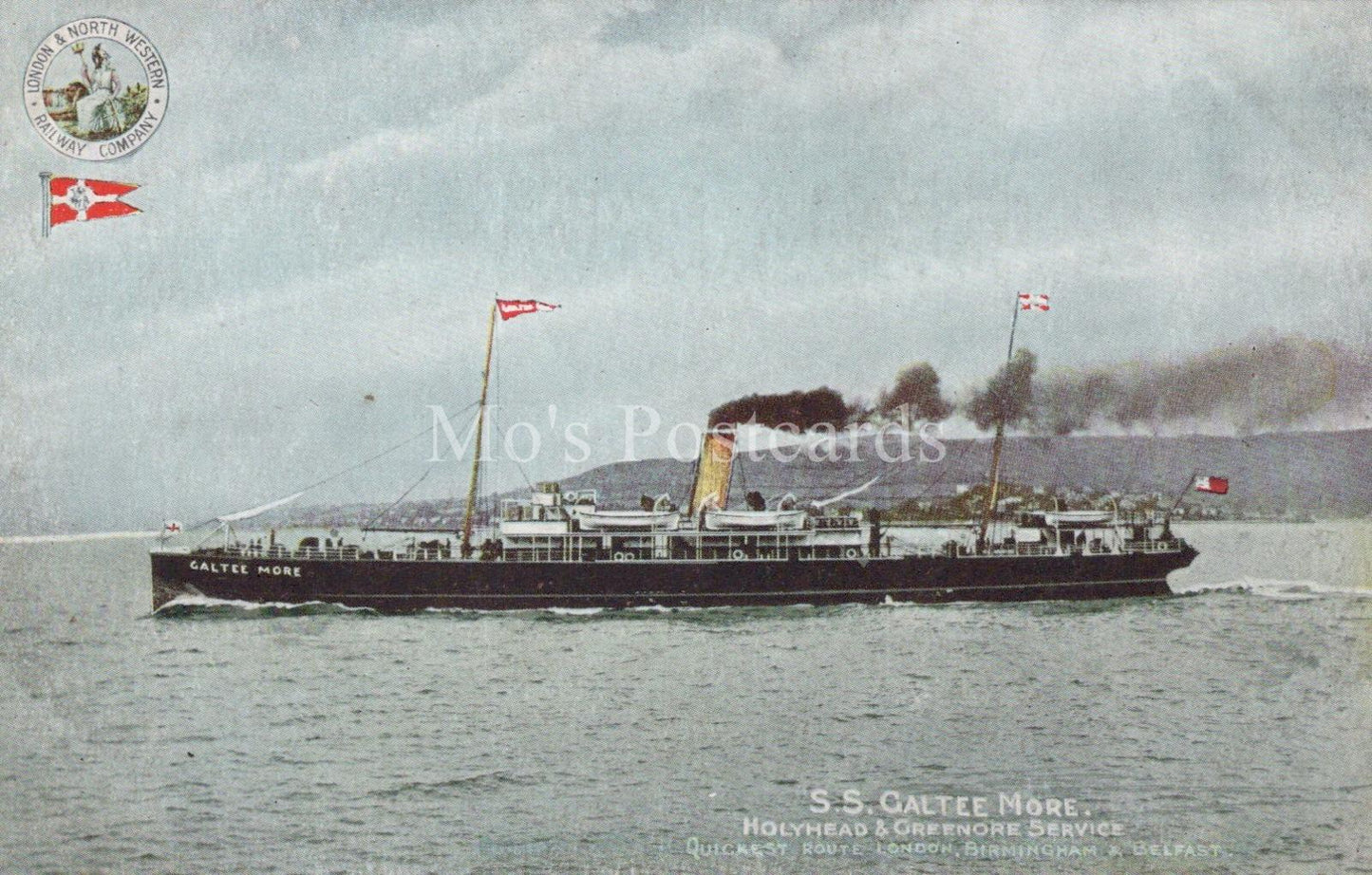 Shipping Postcard - S.S. Galtee More, Holyhead–Greenore Service, Steam Ship XT80