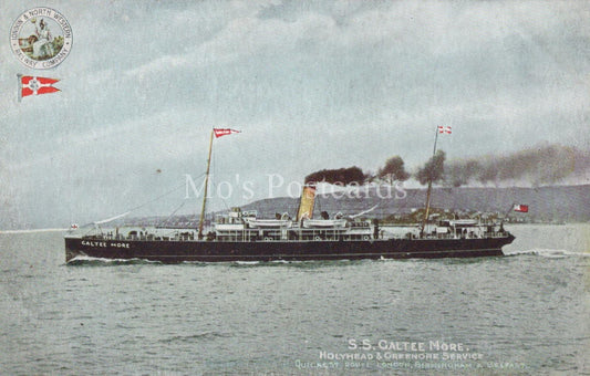 Shipping Postcard - S.S. Galtee More, Holyhead–Greenore Service, Steam Ship XT80