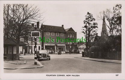 London Postcard: New Malden Fountain Corner High Street Shops Car View RT3