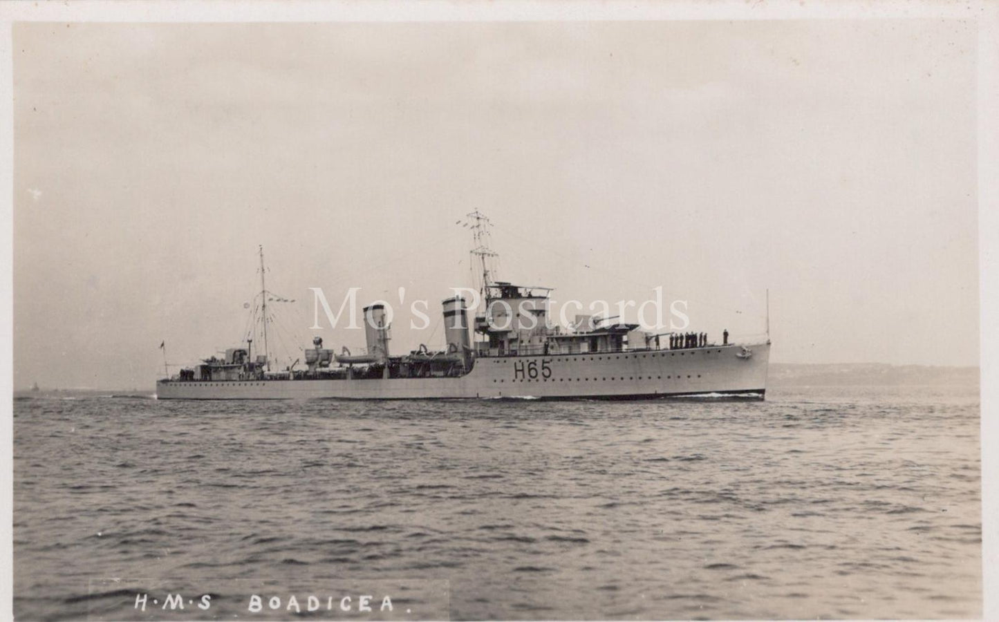 Naval History Postcard-H.M.S Boadicea, British Royal Navy B-Class Destroyer XT69