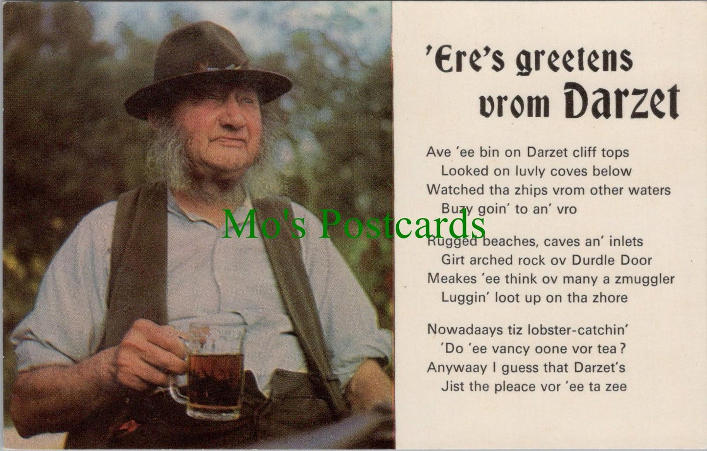 Dorset Postcard - Greetings From Darzet, Man Drinking Alcohol  RS32011