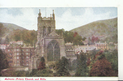 Worcestershire Postcard: Great Malvern Priory Church Landscape Hills View 18184A