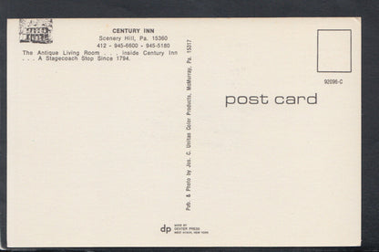 Pennsylvania Postcard:Scenery Hill Century Inn Keeping Living Room 1960s RS20180