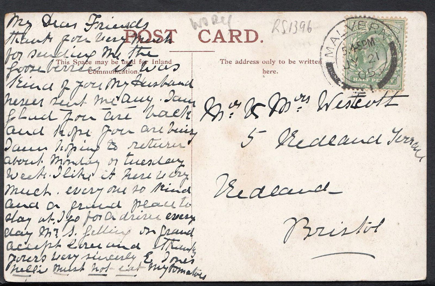 Worcestershire Postcard - Malvern - The Priory Gateway    RS1396