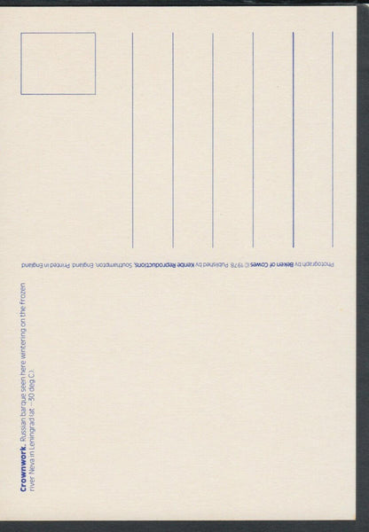 Shipping Postcard- Crownwork, Russian Barque, Frozen River Neva,Leningrad RR6880