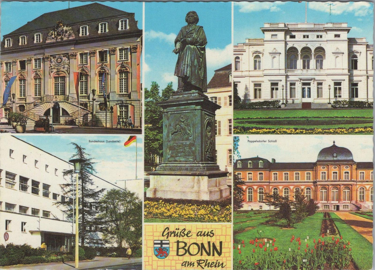 Germany Postcard - Bonn Am Rhein, Rathaus, Beethoven-Denkmal RRR1516