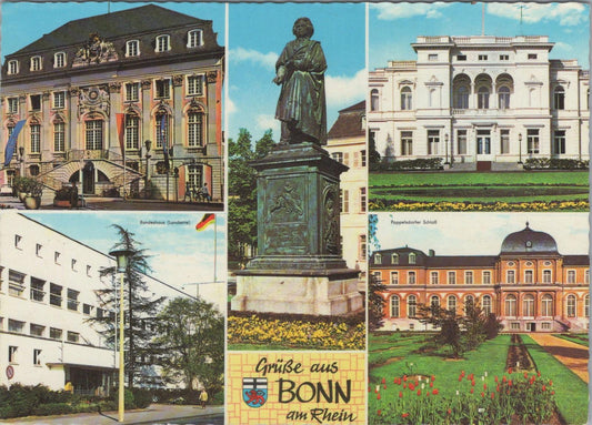 Germany Postcard - Bonn Am Rhein, Rathaus, Beethoven-Denkmal RRR1516