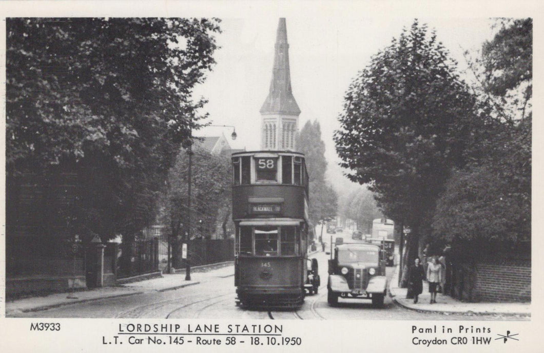 London Postcard - East Dulwich, Lordship Lane Station, Tram Route in 1950 - XT2