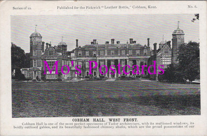 Kent Postcard - Cobham Hall, West Front, Pickwick "Leather Bottle" HM504