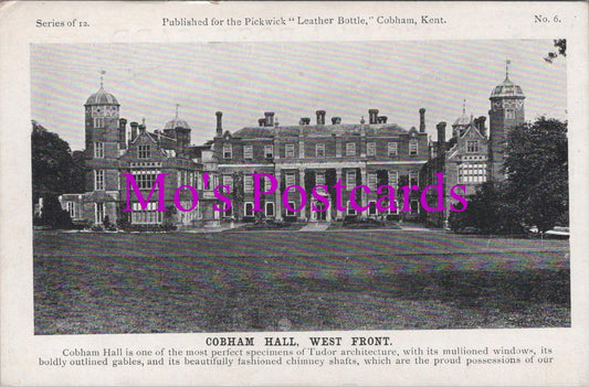 Kent Postcard - Cobham Hall, West Front, Pickwick "Leather Bottle" HM504