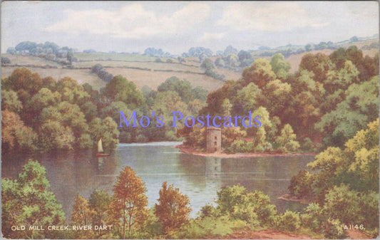 Devon Postcard - Old Mill Creek, River Dart, Artist F.C.Parr DC2173