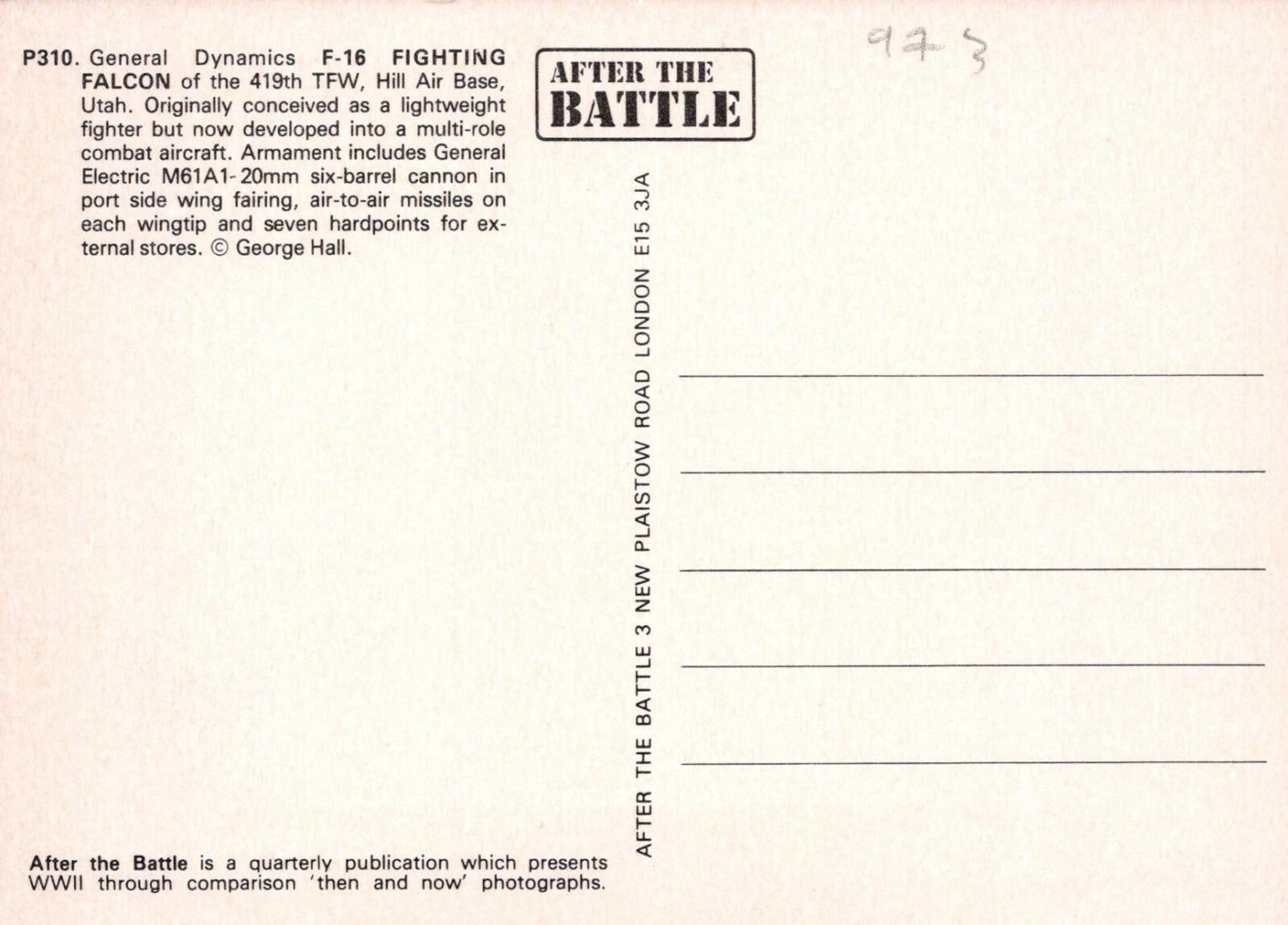 Military Aviation Postcard - F-16 Fighting Falcon Aeroplane    RR9866