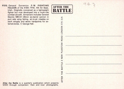 Military Aviation Postcard - F-16 Fighting Falcon Aeroplane    RR9866