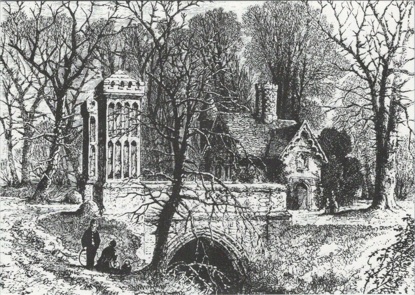 London Postcard: The Moat Bridge & Porter's Lodge, Fulham Palace, 1878 - RR13534