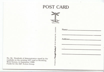 Sussex Postcard - Demonstrators - Stand at Roadside A27 - Worthing,  1988- A8409