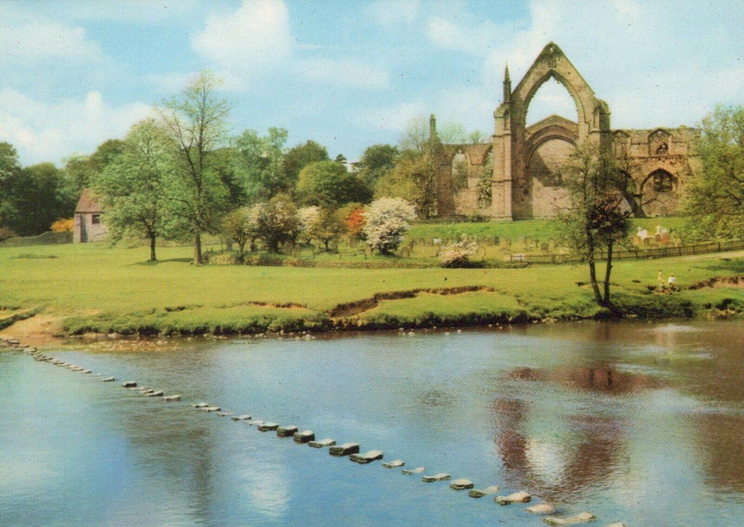 Yorkshire Postcard - Bolton Abbey From The Stepping Stones, Wharfedale RRR415