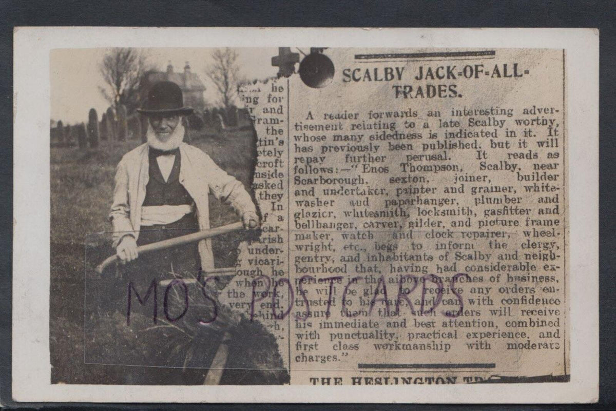 Yorkshire Postcard: Scalby Enos Thompson Jack Of All Trades 1918 T2391