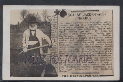 Yorkshire Postcard: Scalby Enos Thompson Jack Of All Trades 1918 T2391