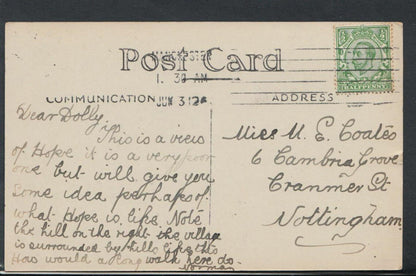 Derbyshire Postcard - Hope Village, A General View. Posted 1912 - RS10004