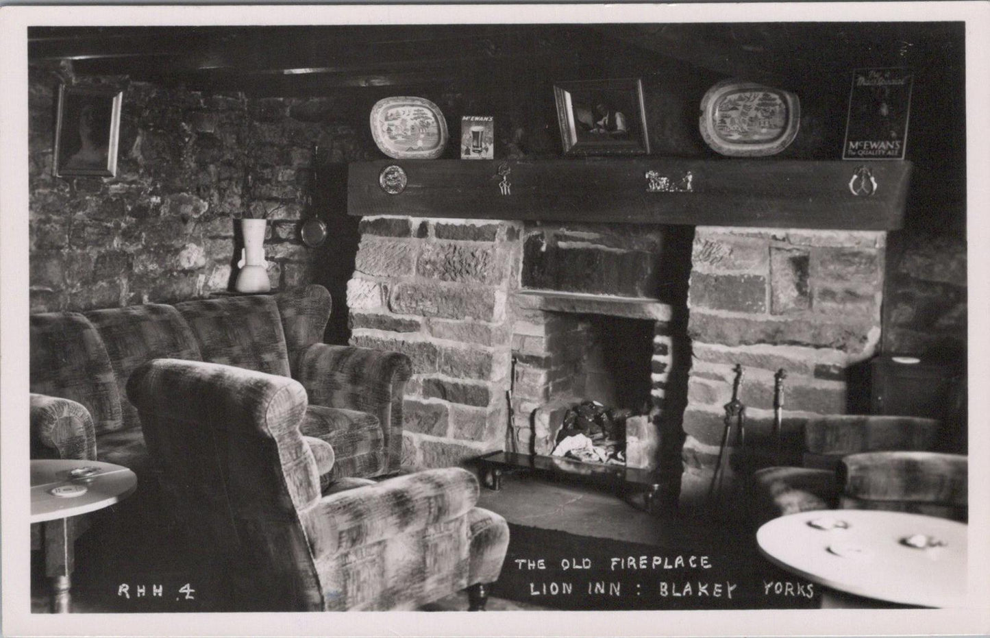 Yorkshire Postcard - The Old Fireplace, Lion Inn, Blakey  XT145