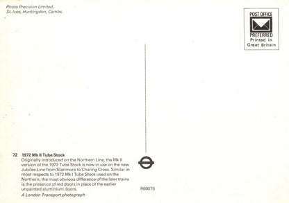 Railway Postcard: Underground Train, 1972 Mk II Tube Stock  RRR1018