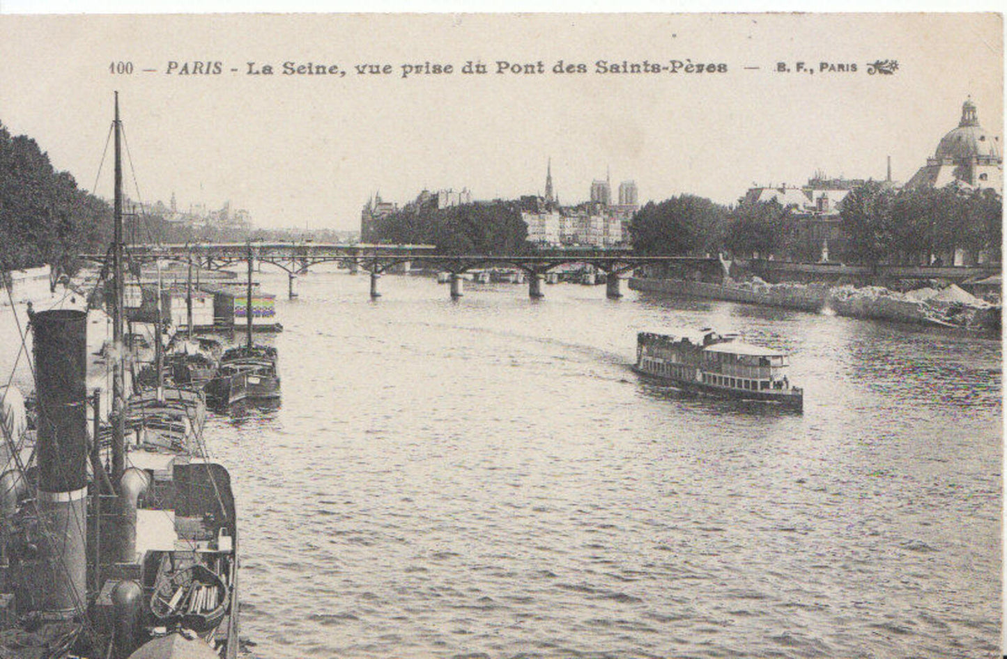 France Postcard: Paris River Seine View Pont Des Saints-Peres Boat 1915 5297A