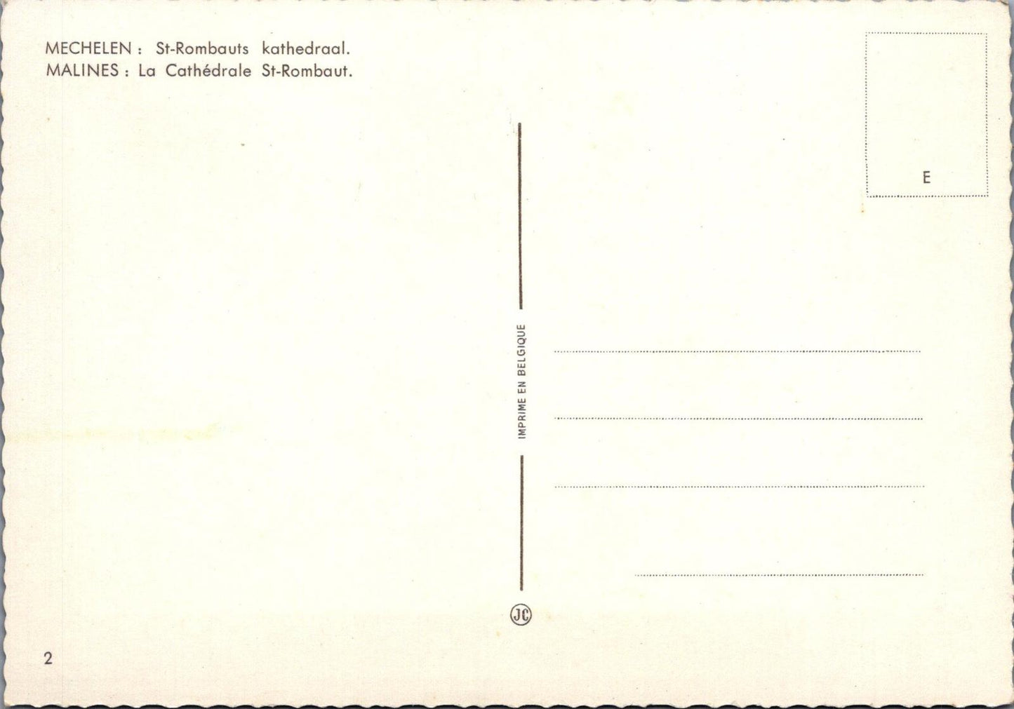 Belgium Postcard - Mechelen, St-Rombauts Kathedraal, Flemish Region  RRR1507