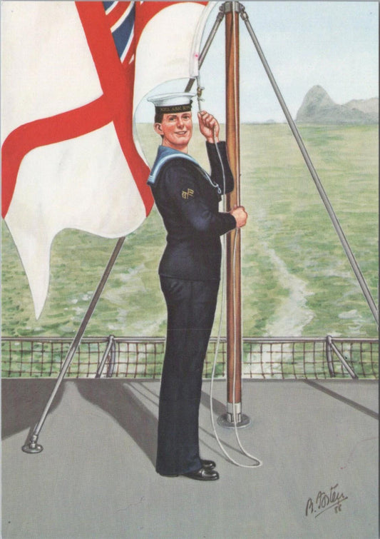 Military Art Postcard - Royal Navy Radio Operator, HMS Ark Royal, 1988 - RR21890