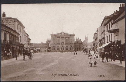 Hampshire Postcard: Andover High Street, Edwardian Street Scene P693
