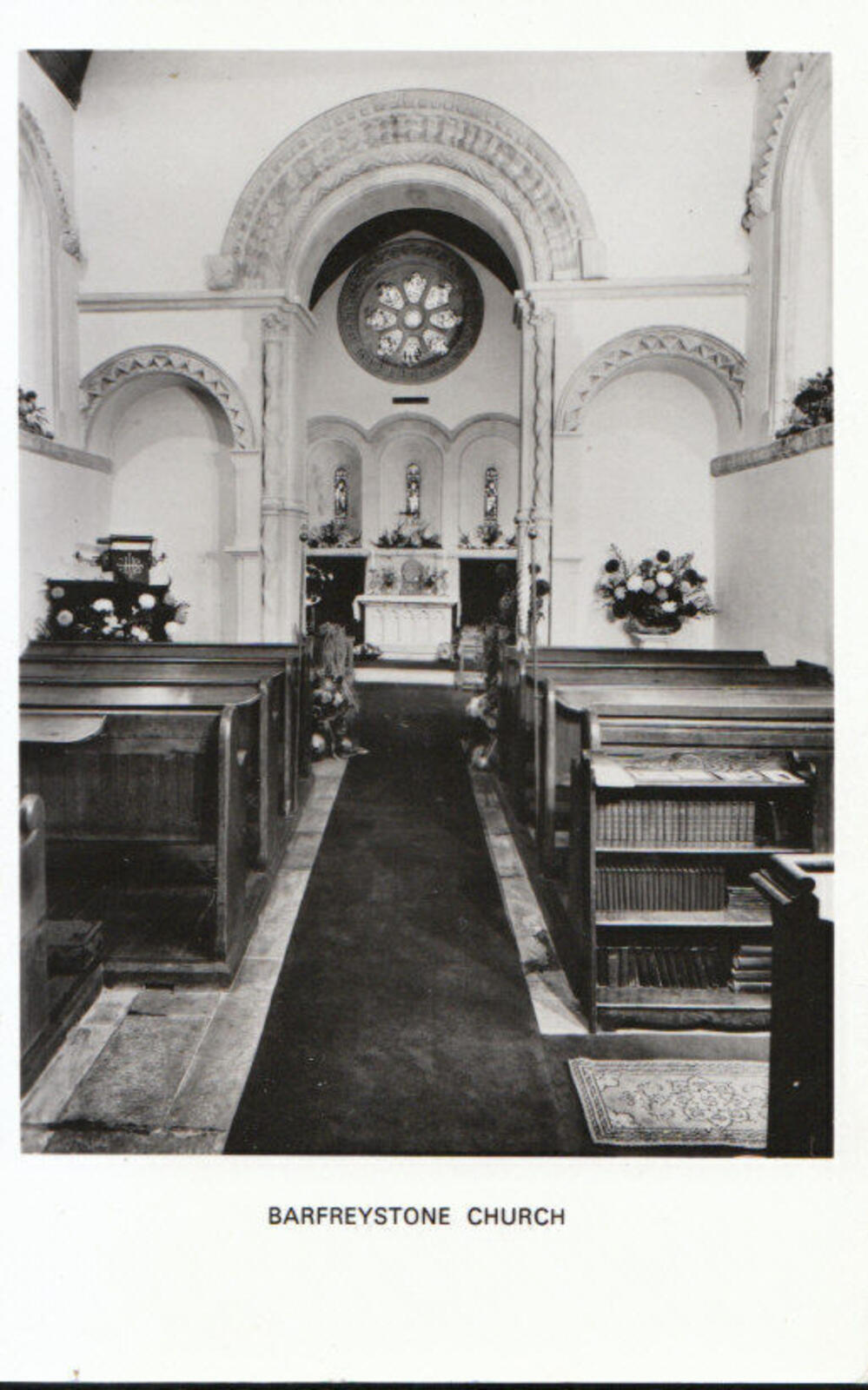 Kent Postcard: Barfreystone Church, Historic Interior Norman Aisle RPPC 13069A