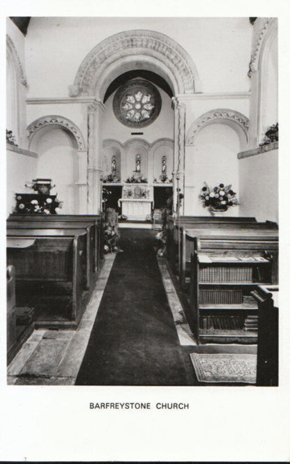 Kent Postcard: Barfreystone Church, Historic Interior Norman Aisle RPPC 13069A
