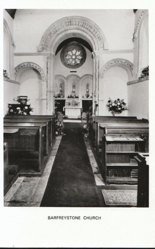 Kent Postcard: Barfreystone Church, Historic Interior Norman Aisle RPPC 13069A