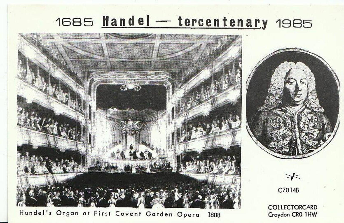 Music Postcard: Handel's Organ at First Covent Garden Opera 1808 - A6212