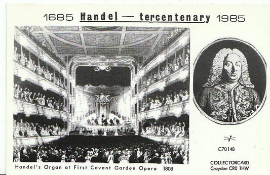 Music Postcard: Handel's Organ at First Covent Garden Opera 1808 - A6212