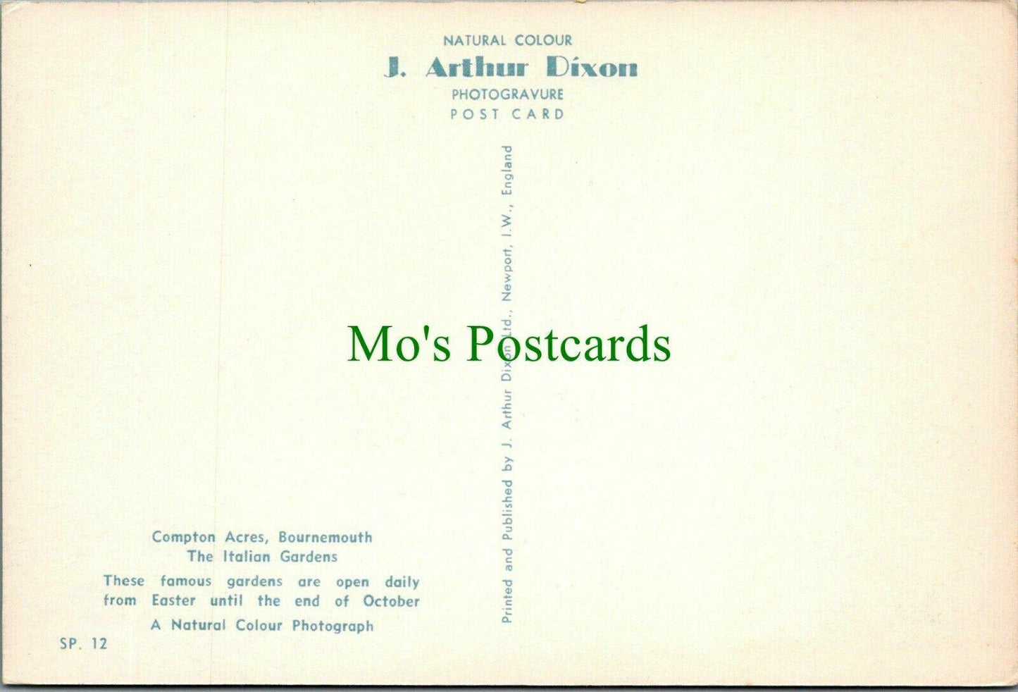 Dorset Postcard - The Italian Gardens, Compton Acres, Bournemouth RRR1201