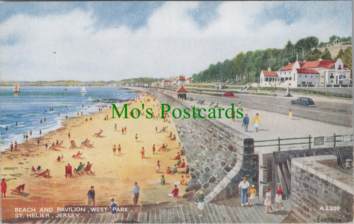 Jersey Postcard - St Helier Beach and Pavilion, West Park, E.W.Trick  DC2604