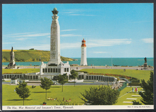 Devon Postcard - The Hoe, War Memorial and Smeaton's Tower, Plymouth   RR4774