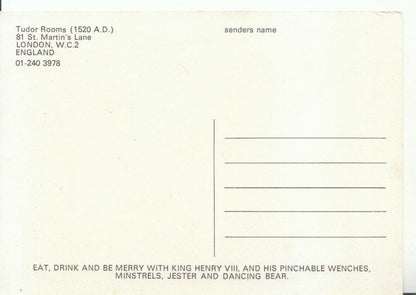 London Postcard: King Henry VIII Banqueting Scene, Flamboyant Feast 1970s 12967A