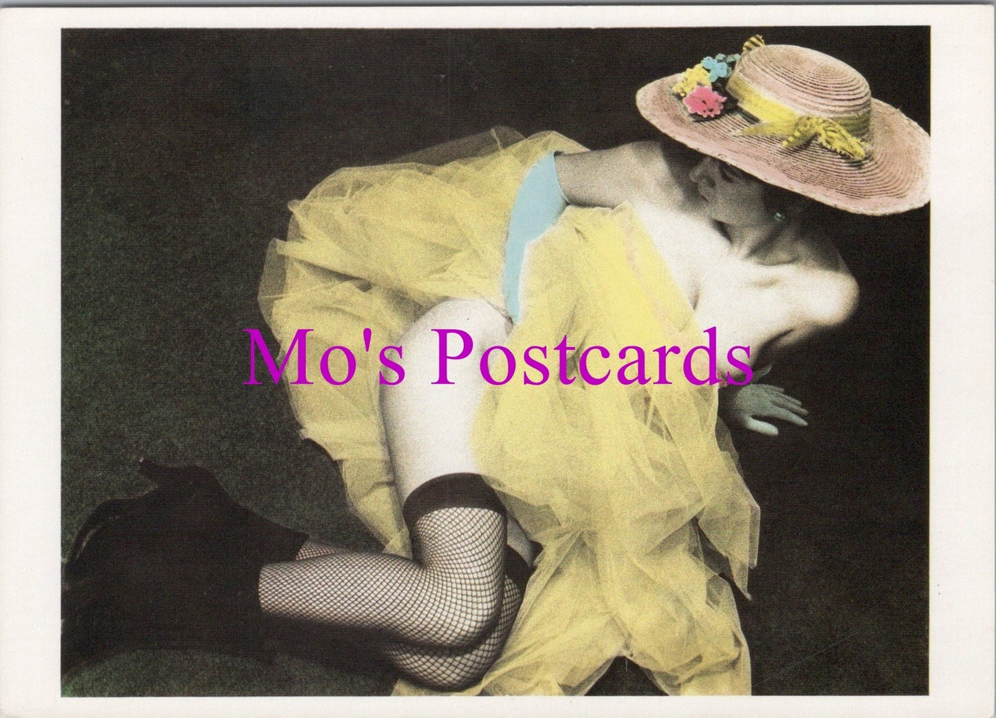 Glamour Art Girl Picnic Yellow Dress Fishnets Housk Randall Postcard  RR20902