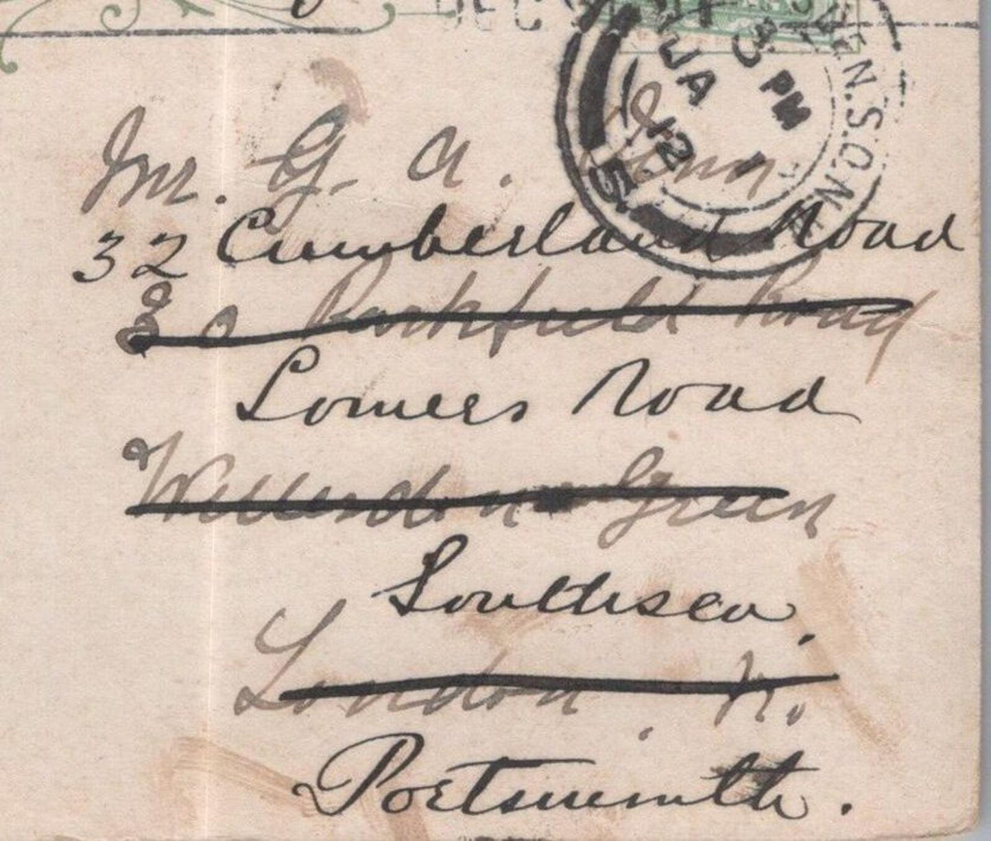 Vinn: 32 Cumberland Road, Somers Road, Southsea, Portsmouth, 1912 - HX51