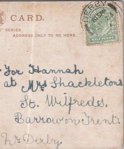Hannah: at Mrs Shackletons, St. Wilfreds, Barrow on Trent, Derbyshire, 1909 HX56