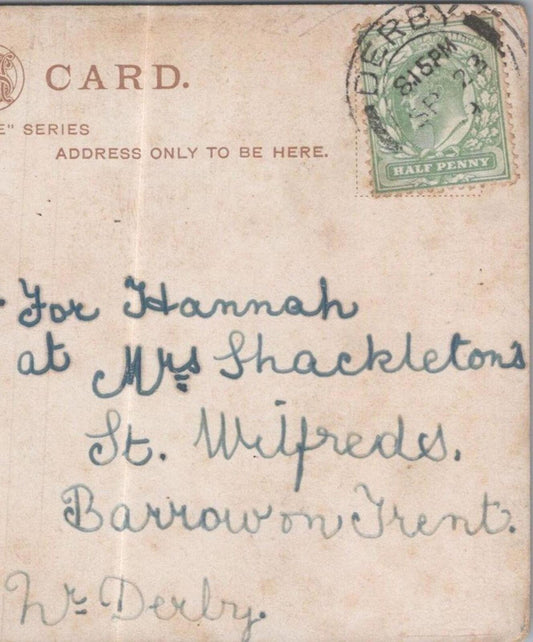 Hannah: at Mrs Shackletons, St. Wilfreds, Barrow on Trent, Derbyshire, 1909 HX56