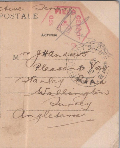 Andrews: Pleasant View, Stanley Road, Wallington, Surrey, England - 1916 - HX62