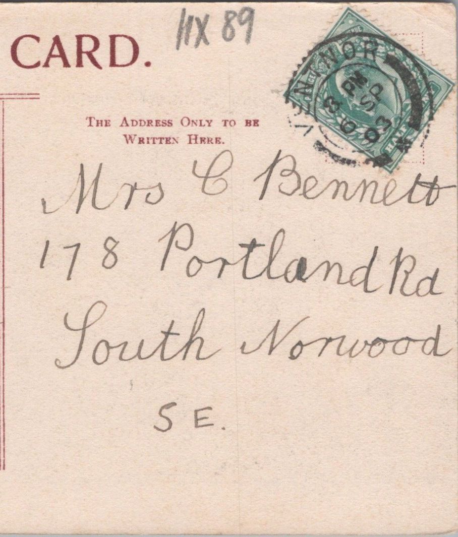 Bennett: 178 Portland Road, South Norwood, S.E., London, 1903 - HX89