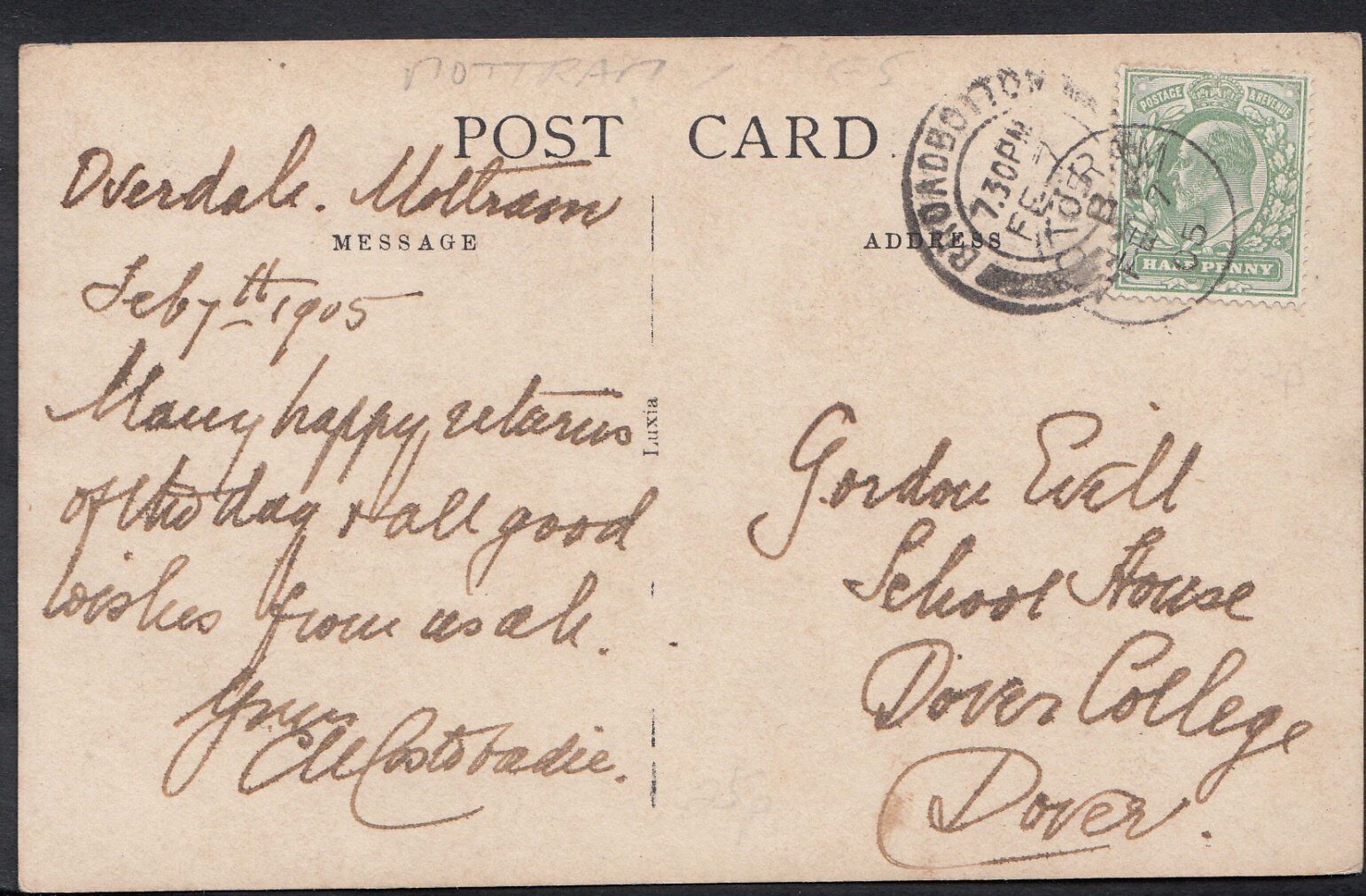 Cheshire Postcard - Large Detached House, Overdale, Mottram  DR298