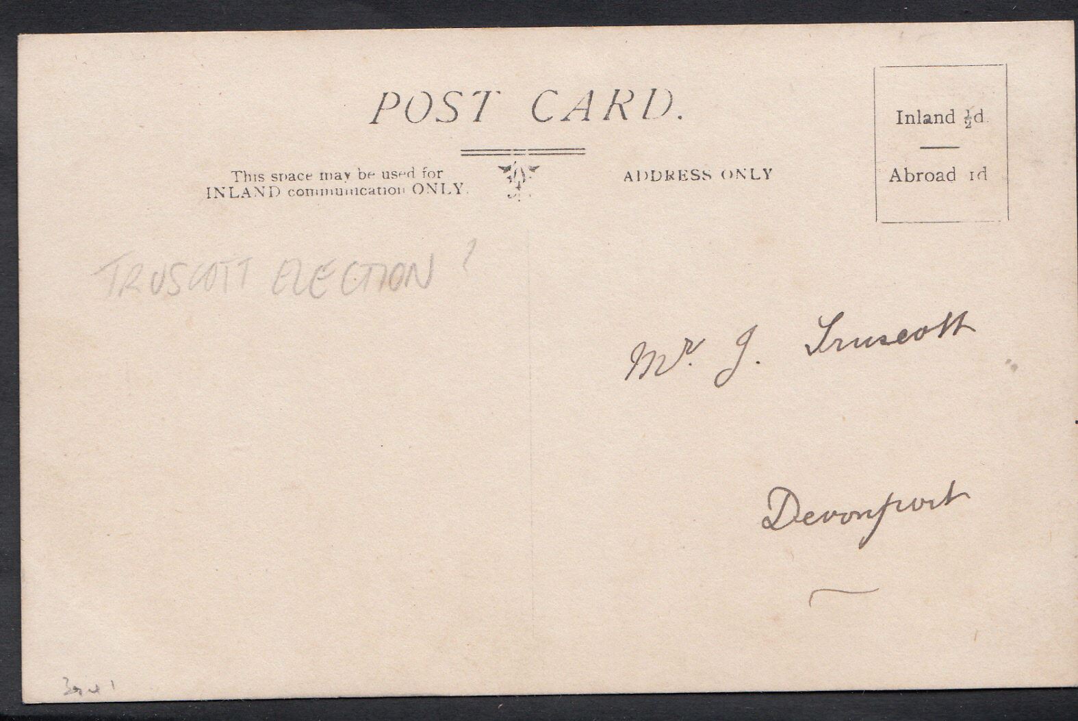 Devon Postcard? - Devonport Truscott Election? - Political?  8327
