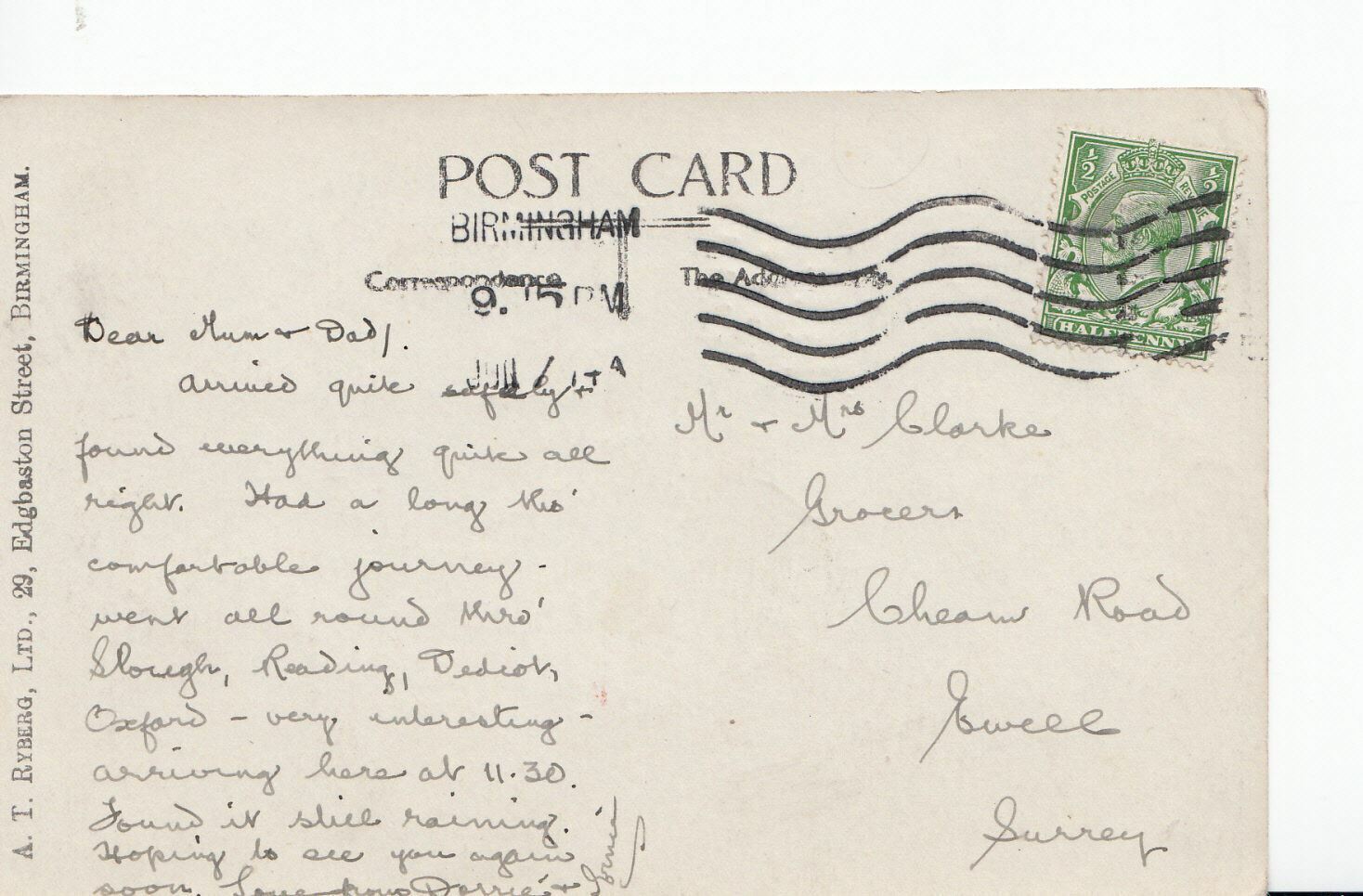 Warwickshire Postcard - Ox Hill Road, Handsworth, Birmingham   A6321