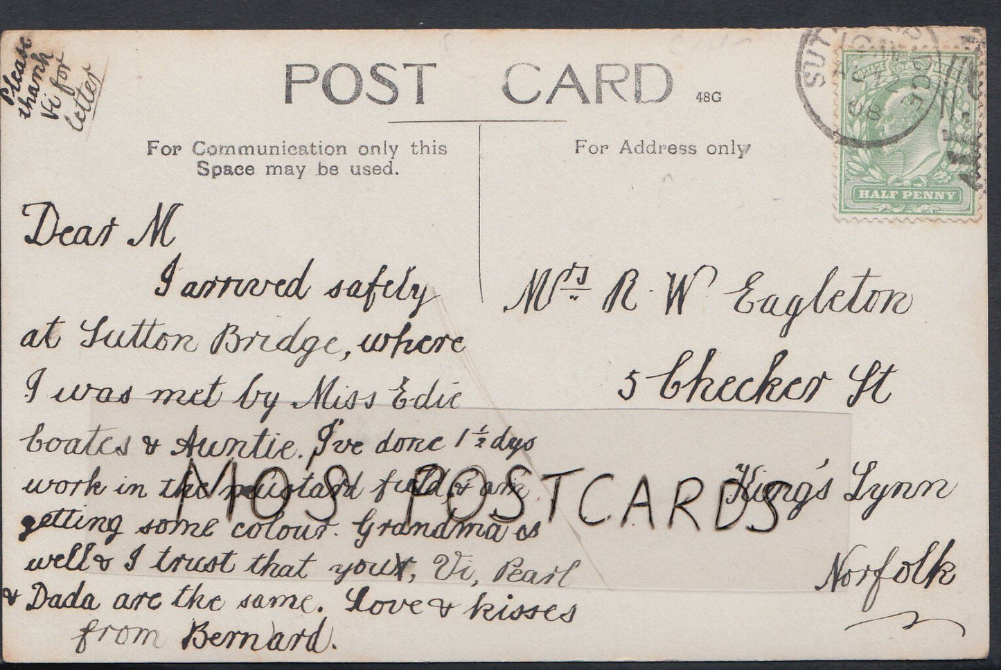 Lincolnshire Postcard - Bridge Road, Sutton Bridge    RT418
