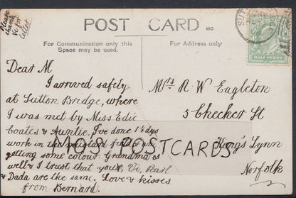 Lincolnshire Postcard - Bridge Road, Sutton Bridge    RT418